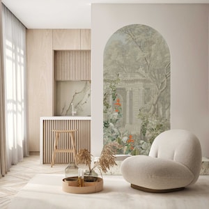 Peel and stick Arch Wallpaper Decal - Avian Oasis green