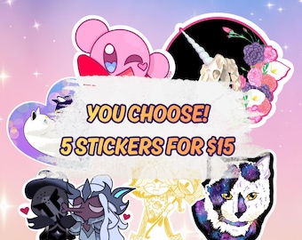 Pick 5 Sticker Bundle | Choose Your Own Stickers | Cute Kawaii Sticker Pack | Gift Sticker Set