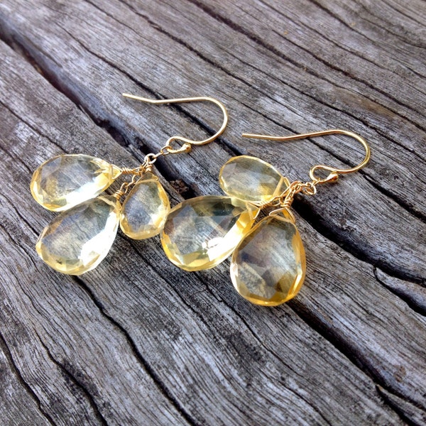 Handmade Citrine Gold Earrings