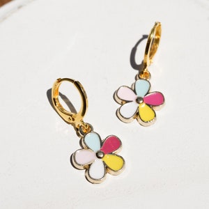 Pastel Daisy Hoop Earrings
