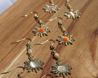 Sun Dangle Earrings - More Colors - Dainty, Lightweight, Gold