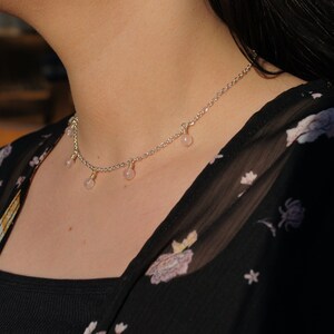 Rose Quartz Bead Choker and Earrings Set