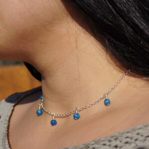 Sky Blue Turquoise Bead Choker and Earrings Set
