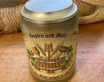 GERZ German Beer Stein Pewter Lid 95% ZINN Vintage Stein Quotes in German Language