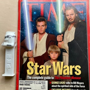 Star Wars TIME Magazine April 1999 Guide to Movie The Phantom Menace AND Vintage PEZ Storm Trooper Exclusive Photos from Movie
