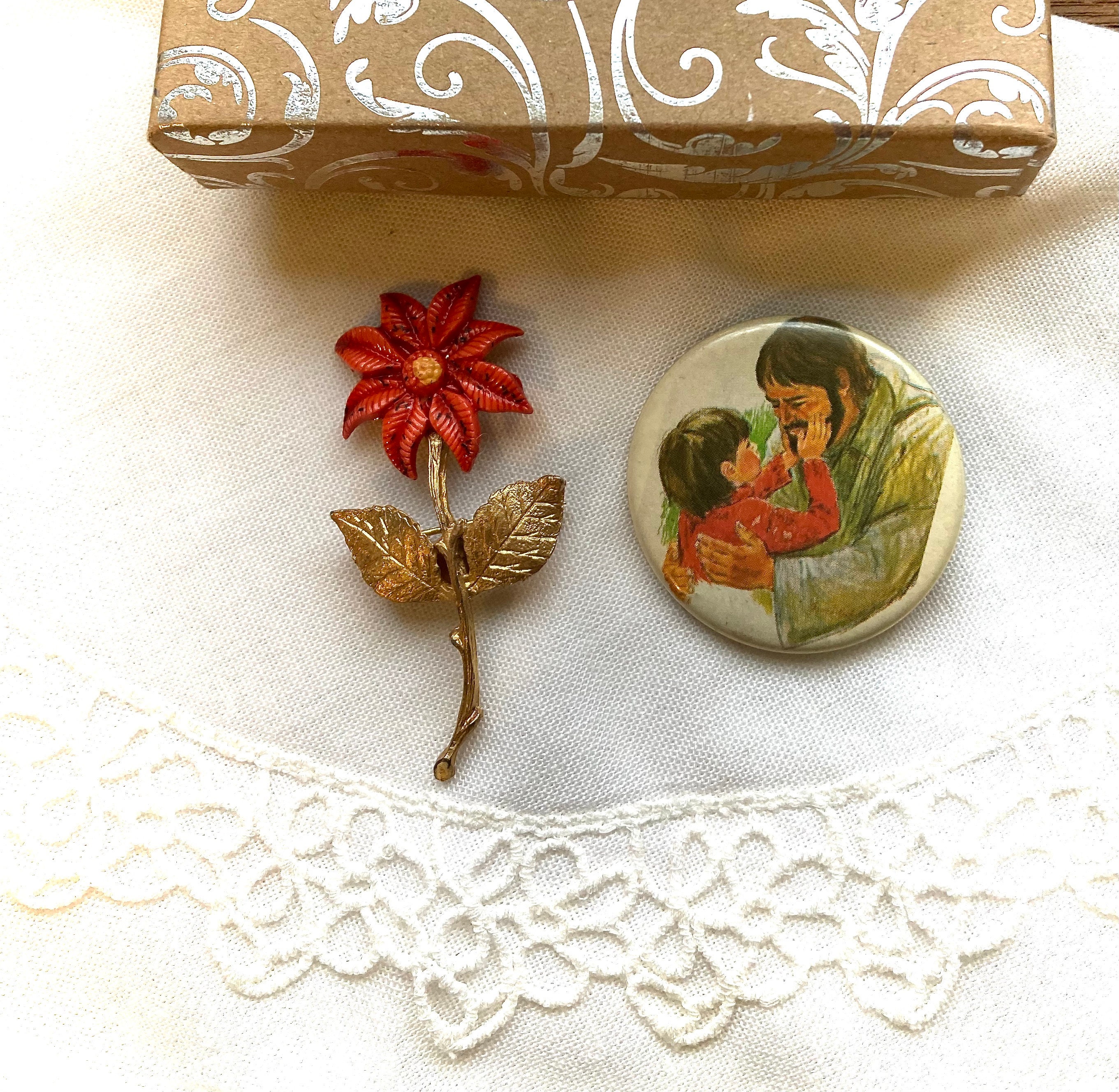 Lapel Pin Reverse Vintage Religious Lapel Pin Our Lady Miraculous Medal on Reverse of ...