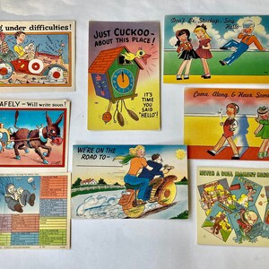 Closing Out Postcard Collection Eight Vintage FUN Comical Postcards All Unused Asheville NC Postcard Company