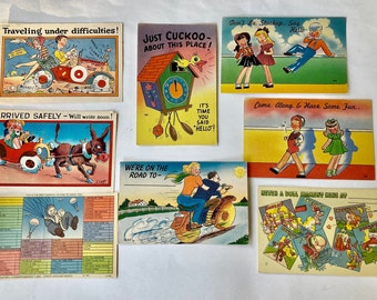 Vintage Comical Postcards, 1950s-60s Asheville NC, Set of 8