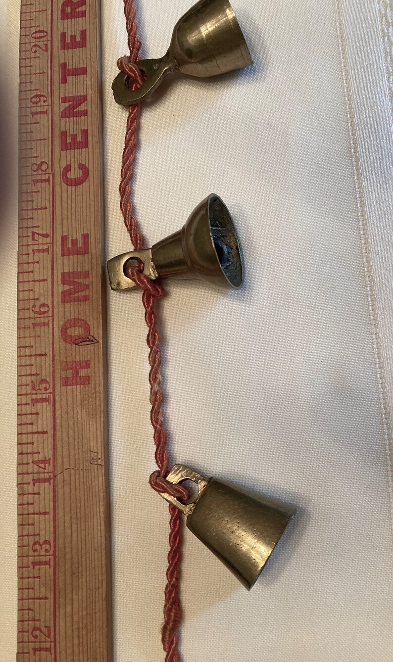Antique Elephant Bells String of 12 Solid Brass Calming Jingle Bell