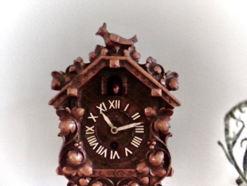Antique Cuckoo Clock Waterbury/Lux Mini with Bobbing Red Bird Etsy