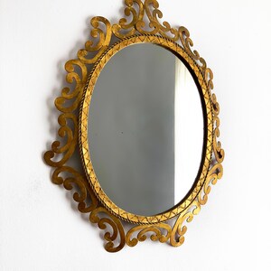Golden forging mirror, gilt iron. Mid century original vintage, from the 50s-60s. image 3