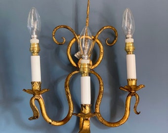 Gilt forging Wall sconce. Mid century vintage 50s-60s.
