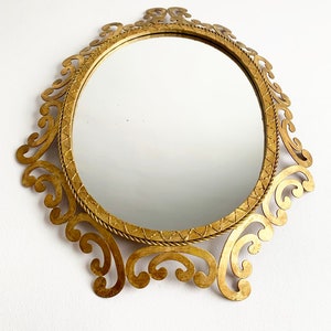 Golden forging mirror, gilt iron. Mid century original vintage, from the 50s-60s. image 6