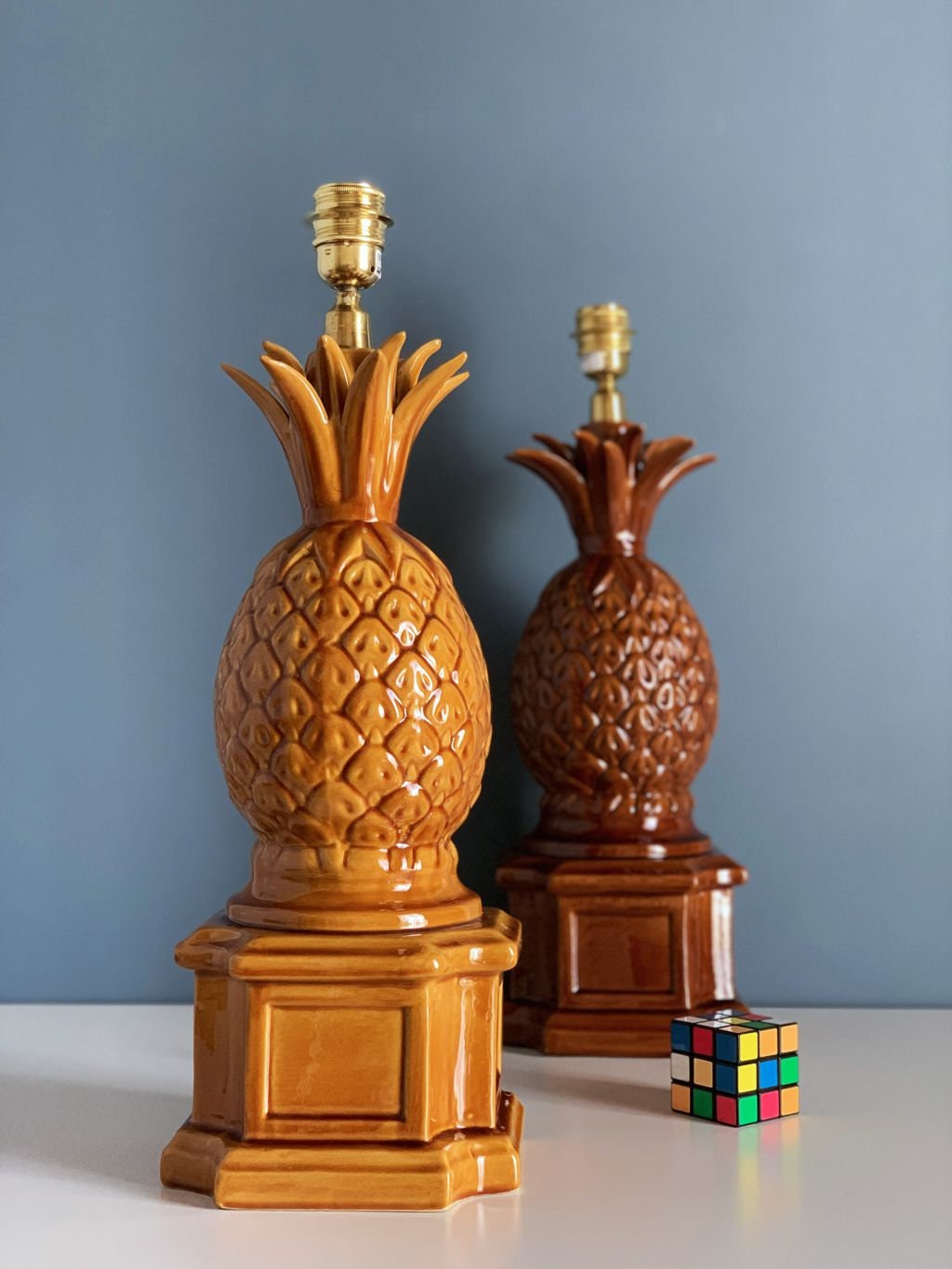 Pineapple Casa Pupo Ceramic Lamp From Manises spain. Amber
