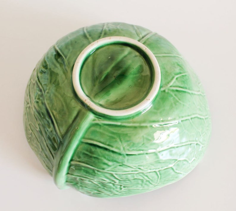 Salad Bowl Portuguese Ceramic Cabbage Leaf Mid Century Etsy