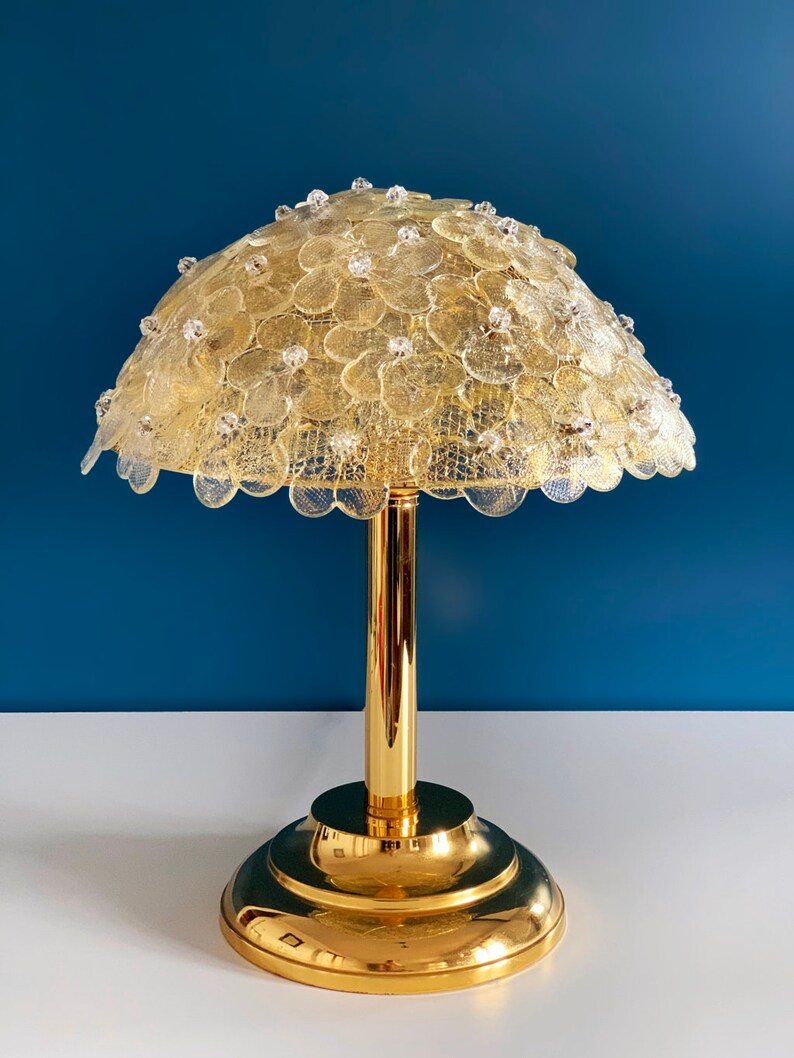 BAROVIER & TOSO Superb table lamp Murano glass flowers and Etsy