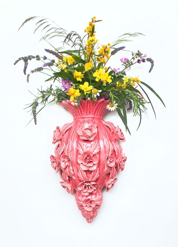 Casa Pupo Ceramic Wall Vase From Manises Spain Pink Color Etsy