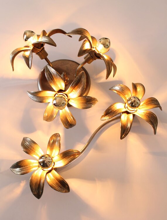 Willy Daro Fur Massive Lampe Und Wandlampe Set Mit Blumen Etsy