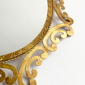 Golden forging mirror, gilt iron. Mid century original vintage, from the 50s-60s. image 8