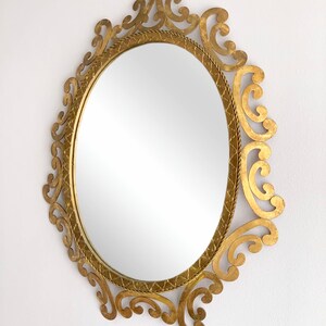 Golden forging mirror, gilt iron. Mid century original vintage, from the 50s-60s. image 5