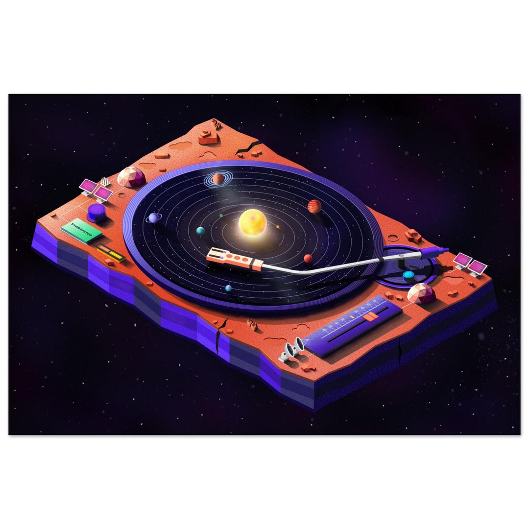 DJ Turntable Solar System Fine Art Print - Vibrant Giclée Wall Art ...