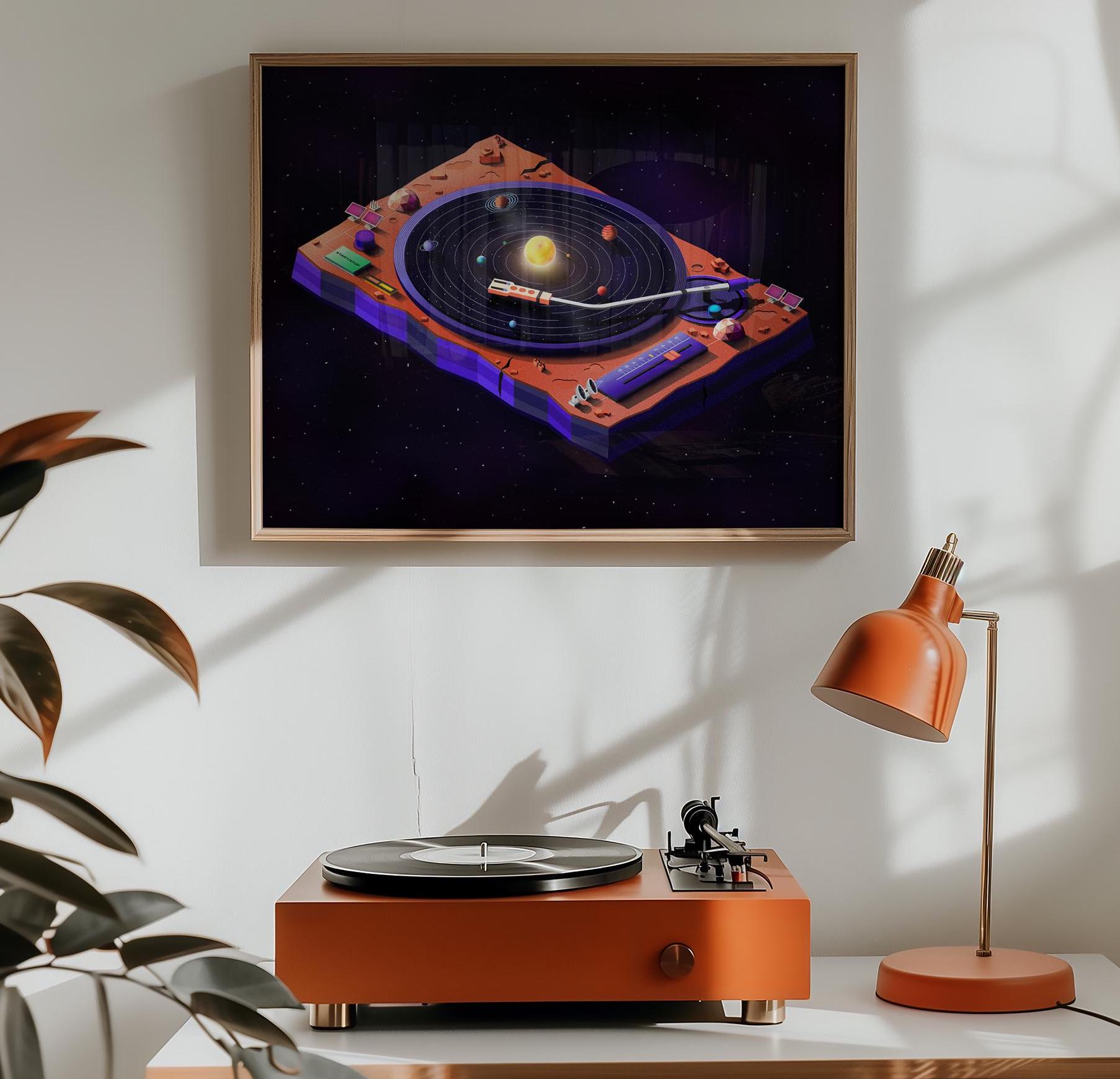 DJ Turntable Solar System Fine Art Print - Vibrant Giclée Wall Art ...