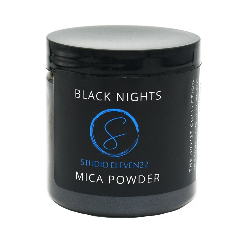 Black Nights Mica Powder by Studio Eleven22 for Nail Polish, Soap Bars, UV Resin, Watercolors, Acrylic Paint, Bath Bombs, Makeup and Arts & Crafts