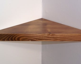 Handmade USA Walnut Floating Corner Shelf, 18 Inch Solid Wood Home Decor (USA)