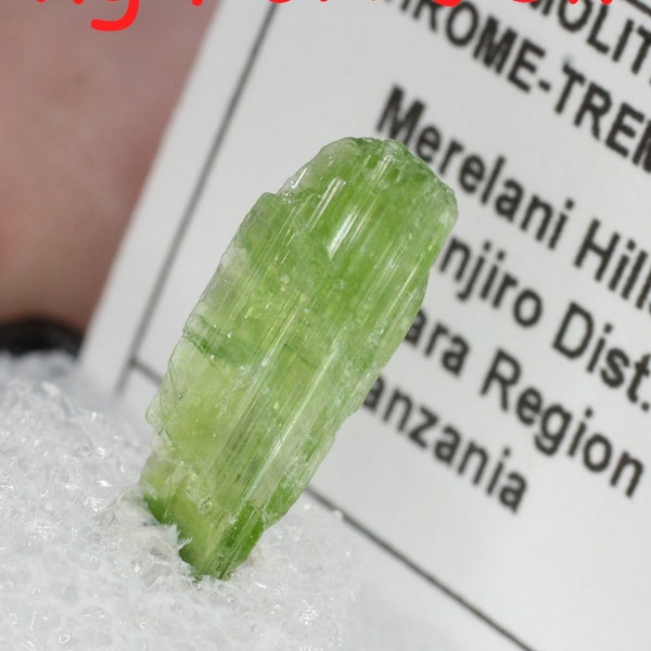 Tremolite var. Chrome Tremolite - Crystal Crystals Green Minerals- Rare Gems Stones- Mineral Specimen - Thumbnail - Display - From: Tanzania