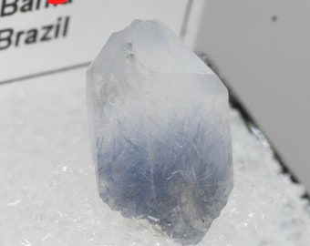 Natural Blue Dumortierite in Quartz Crystal Crystals --- Terminated - Very Pretty! From: Bahia, Brazil