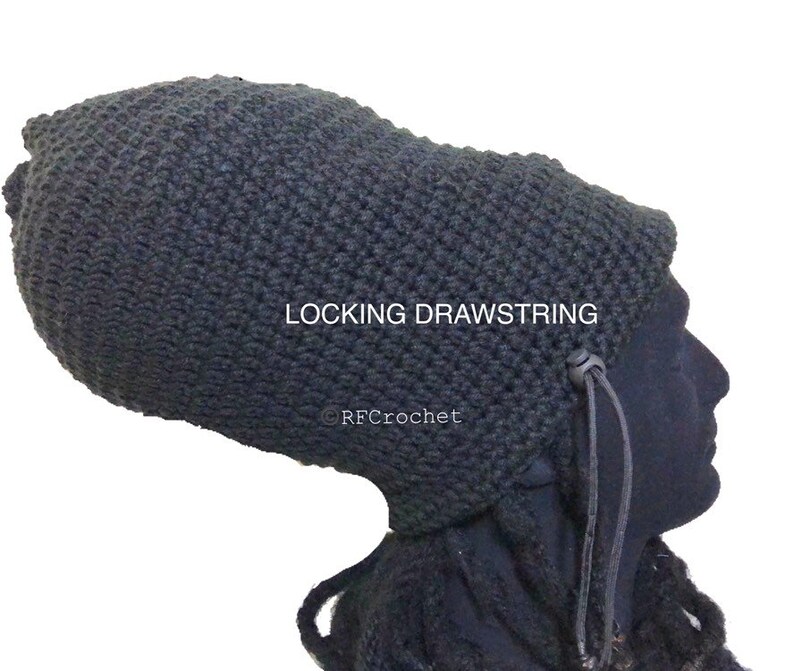 Dreadlock Hat Oversized Black Beanie With Locking Drawstring Etsy