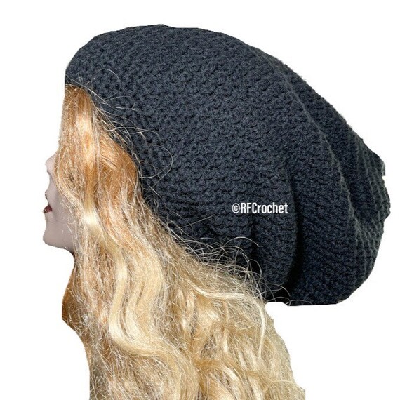 Black Slouchy Beanie Hat Ready to Ship 