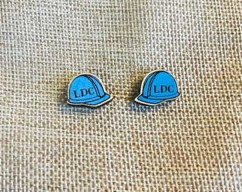 LDC Wood Hardhat Stud Earrings