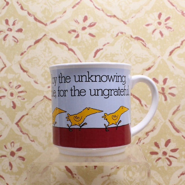 Designs by Recycled Paper Products Coffee Mug, We the Unwilling vintage mug, cute graphic funny gift idea, 1990's Walking Birds