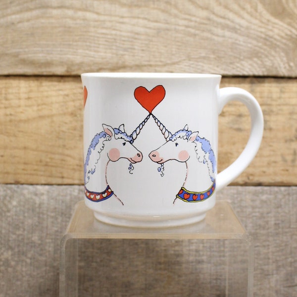 Unicorn Love, Recycled Paper Products Made in Japan Ceramic Coffee Mug, 1980's - Pop Culture