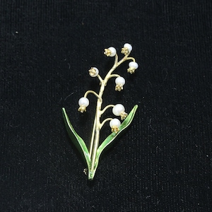 MMA Sterling Enamel Lily of the Valley Cultured Pearl Brooch - Etsy