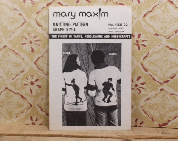 Mary Maxim Knitting Pattern No 4221-22, Downhill Skier Size 38-40-42-44 ...