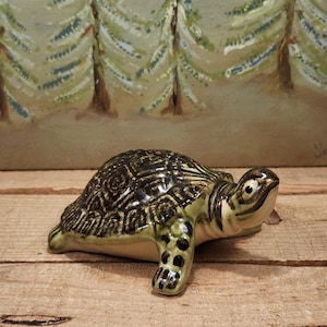 Brush Mccoy Pottery Turtle,, Garden Decor, Small Size Dark Green