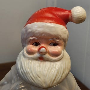 Santa Plastic Candy Container Bank, 1960's Hong Kong, Clear Plastic ...