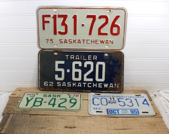 License plate, Choice, Canadian BC Saskatchewan, MC, metal stamped raised letters
