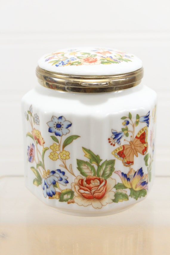 Aynsley Cottage Garden Lidden jar, Bone China Octagon… - Gem