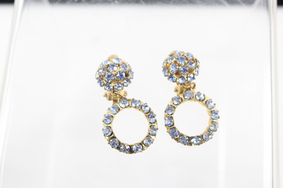 Austrian Blue Stone Circle Dangle Drop earrings, … - image 1