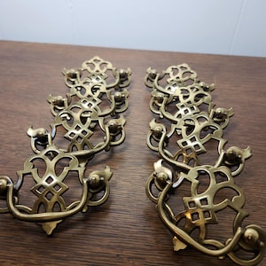 Chippendale style Batwing Brass drawer Pulls 1993 Keeler Brass Company KBC, 2 1/2-inch w/screws, Bowed Batwing style Cut out, SOLD SEPARATE