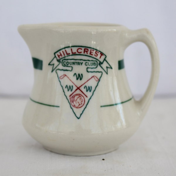 Walker China, Hillcrest Country Club, Mini Creamer, Restaurantware, 1951 creamer