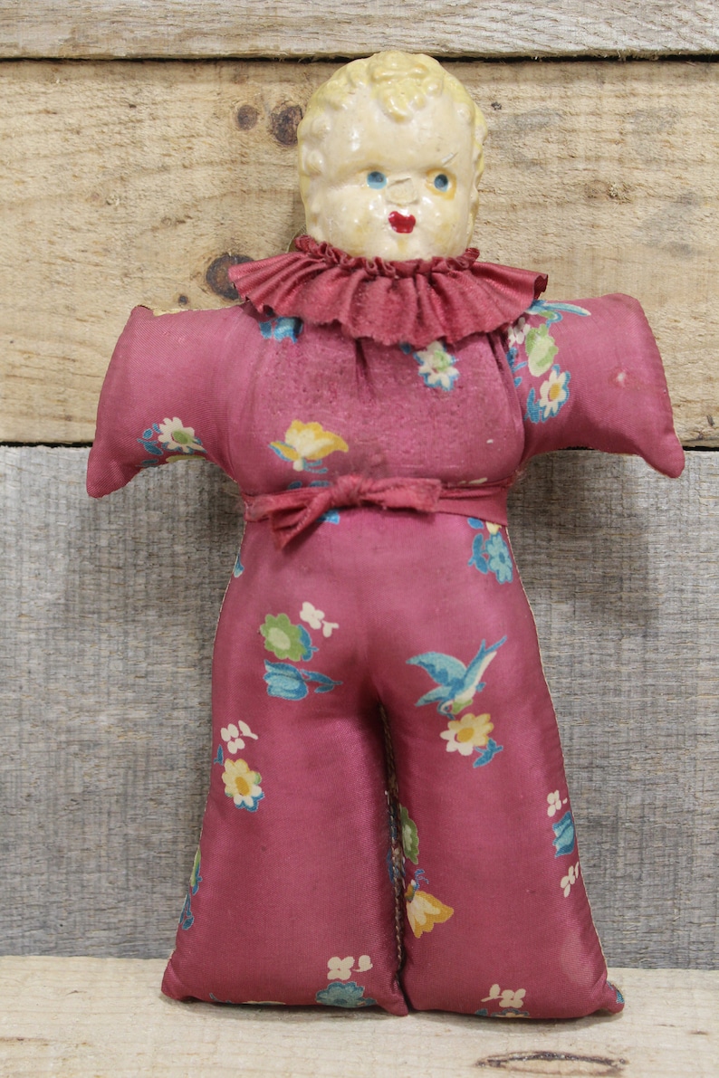 Fabric Pin Cushion Doll Composition Head Stuffed Body Etsy