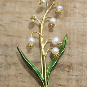 MMA Sterling Enamel Lily of the Valley Cultured Pearl Brooch - Etsy