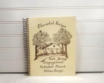 Cookbook - Cherished Recipes, Rock Springs Methodist Church, Milner Georgia, Softcover Spiral, Southern Cooking