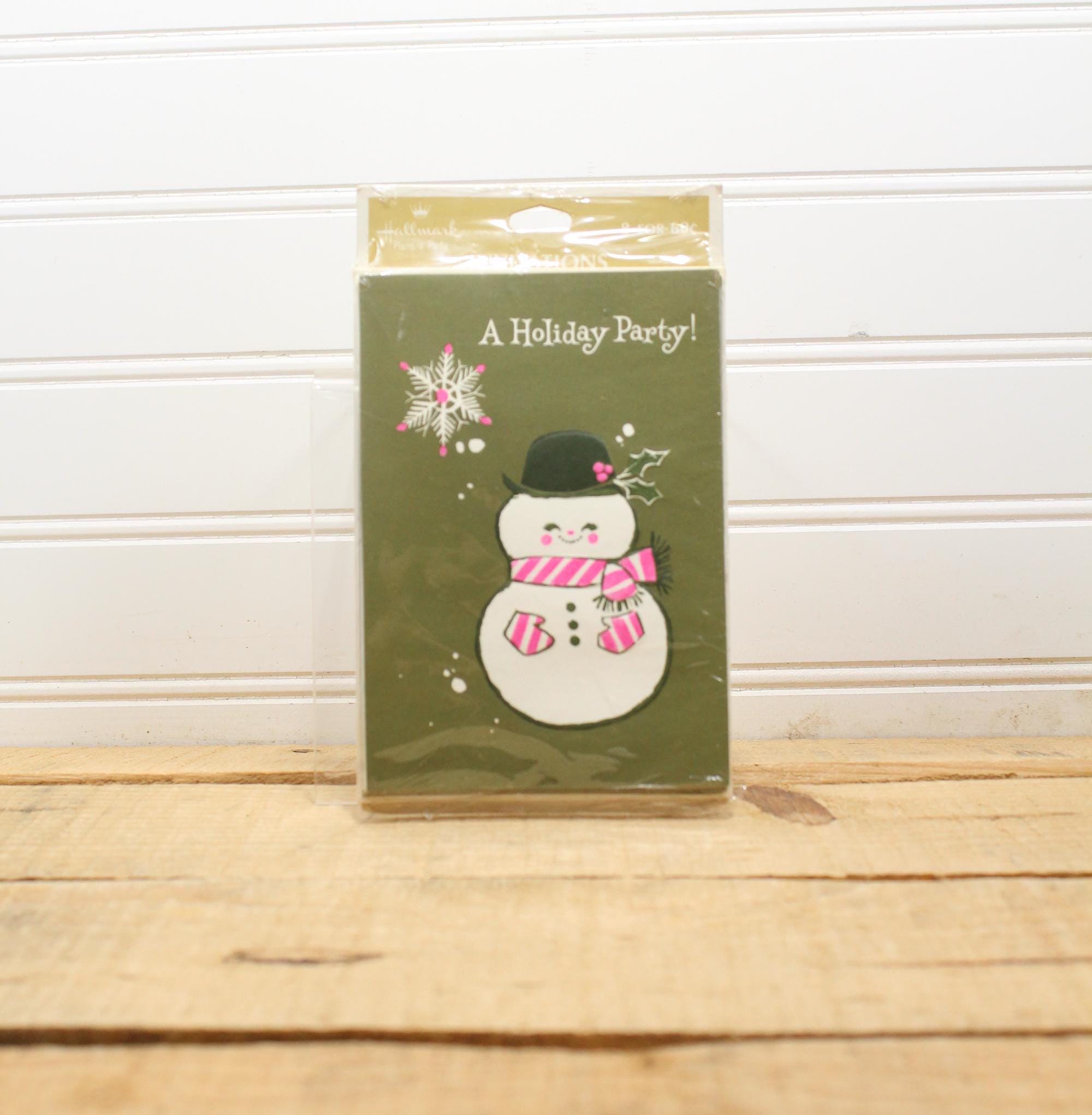 Invitations, A Holiday Party Unused Vintage Hallmark cards Snowman, Pack of 8 with envelopes cards in unopened package Ephemera