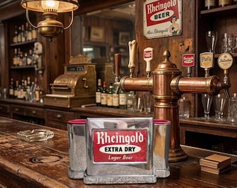 Rheingold Extra Dry Bar Caddy, Vintage bar top straw and stirrer holder