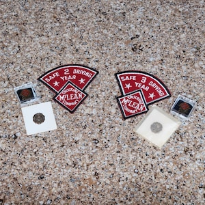 Safe Driving - No Accidents awards, Patch and 2 pins, McLean Trucking, 1970-80&#39;s awards, Trucking Company Patches, Vintage